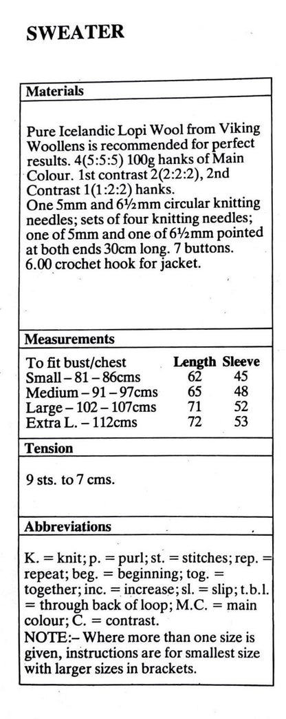 Vintage Knitting Pattern Classic Viking Sweaters Nordic Icelandic Lopi Wool Pullover & Cardigan PDF Instant Digital Download His Hers