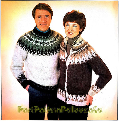 Vintage Knitting Pattern Classic Viking Sweaters Nordic Icelandic Lopi Wool Pullover & Cardigan PDF Instant Digital Download His Hers