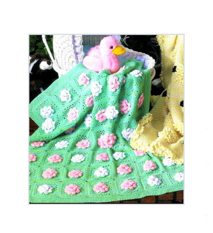 Vintage Crochet Pattern Baby Blossom Garden Afghan Granny Squares Blanket PDF Instant Digital Download Flower Motif Cot Cover Lapghan 32x32