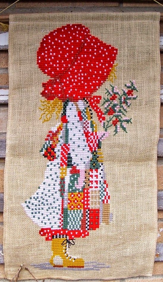Vintage Cross Stitch Pattern Classic Holly Hobbie 1980 PDF Instant Digital Download Embroidery Sunbonnet Prairie Girl