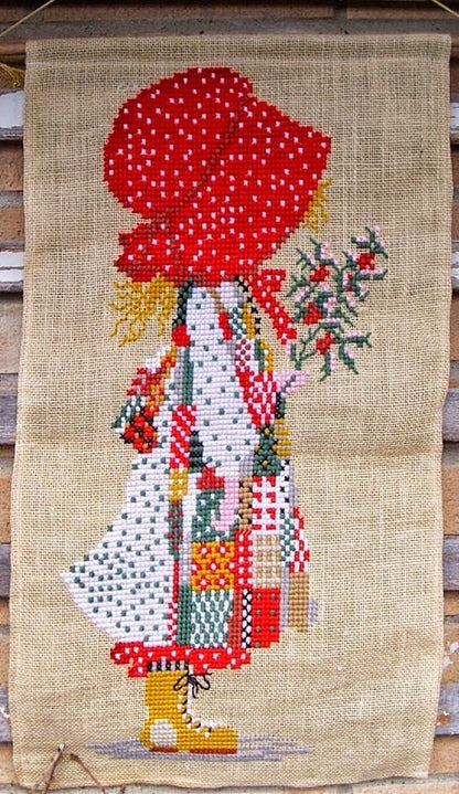 Vintage Cross Stitch Pattern Classic Holly Hobbie 1980 PDF Instant Digital Download Embroidery Sunbonnet Prairie Girl
