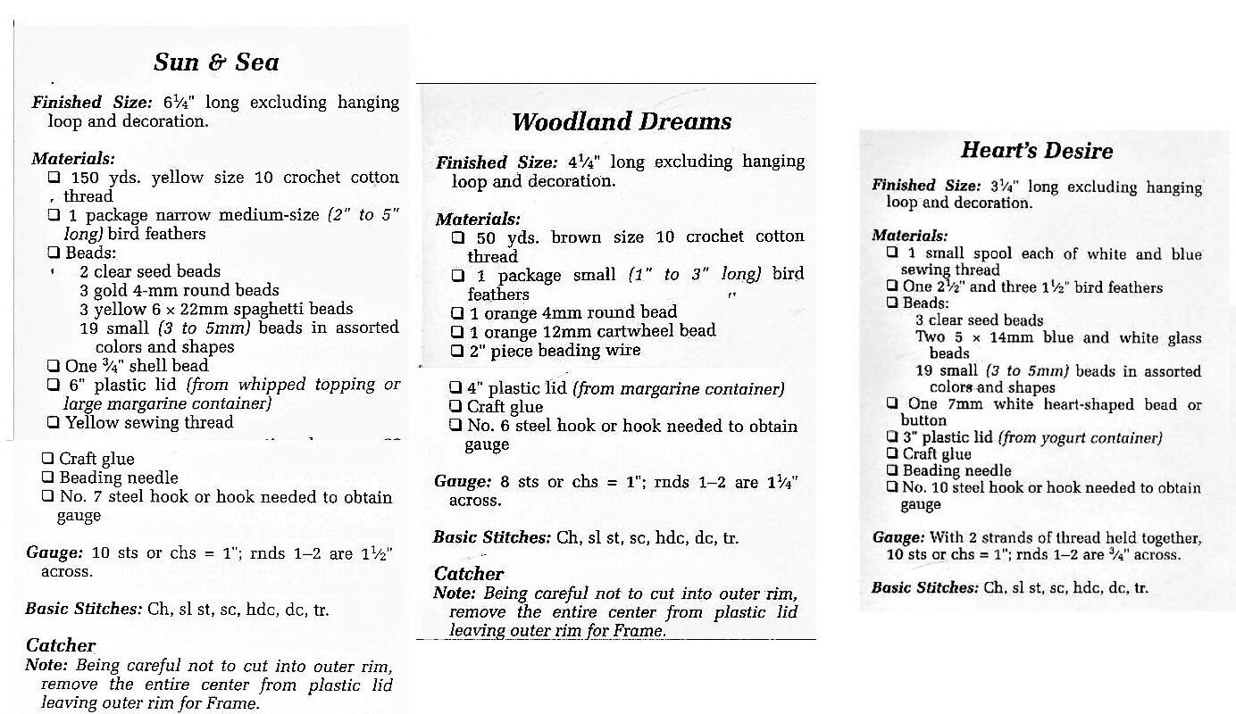 Vintage Crochet Pattern Lacy Dreamcatchers Window Wall Hangings 3 Sizes PDF Instant Digital Download Cotton Thread
