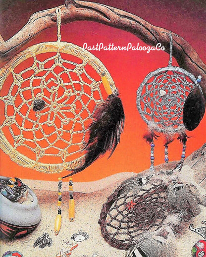 Vintage Crochet Pattern Lacy Dreamcatchers Window Wall Hangings 3 Sizes PDF Instant Digital Download Cotton Thread