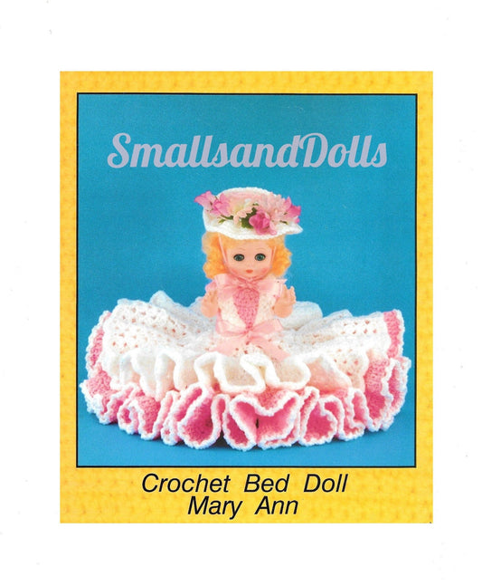 Vintage Crochet Pattern 13" Pretty Bed Doll Ruffled Tiered Dress and Hat PDF Instant Digital Download 10 Ply