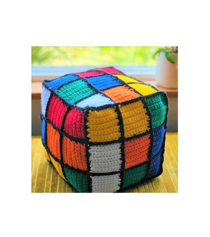 Vintage Crochet Pattern 8" Rubik's Cube Square Puzzle Pillow or Toy PDF Instant Digital Download Retro 1980s Plush Novelty Amigurumi 4 Ply
