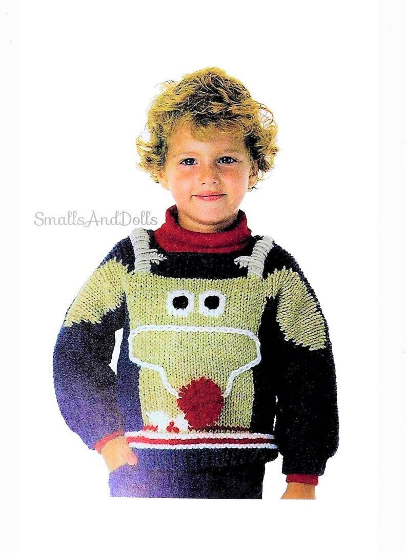 Vintage Knitting Pattern Childrens Childs Christmas Reindeer Sweater PDF Instant Digital Download Rudolph Toddler Jumper 2-6 Years 12 Ply