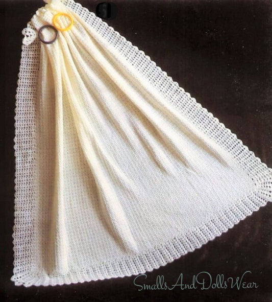 Vintage Crochet Pattern Classic Lacy Baby Shawl Blanket Shell Border PDF Instant Digital Download Keepsake Blanket 46x46 3 Ply