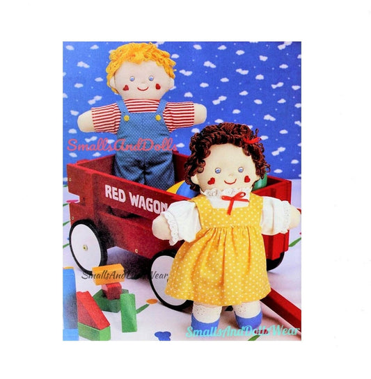 Vintage Sewing Pattern 11" Apple Cheeked Twins Soft Sculpture Fabric Dolls PDF Instant Digital Download Little Brother Sister Doll Soft Toys