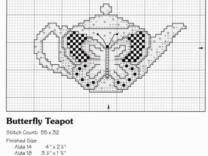 Vintage Cross Stitch Patterns Cute Teapots Tea Pot Motifs PDF Instant Digital Download Embroidery Lot of 25 Designs A1