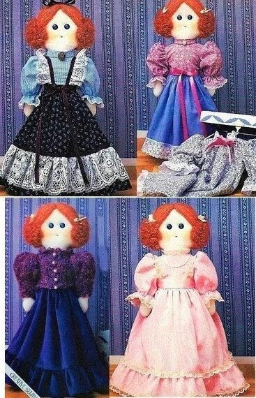 Vintage Sewing Pattern 19" Victorian Girl Toy Doll and Wardrobe Soft Sculpture PDF Instant Digital Download Old Fashioned Fabric Rag Doll