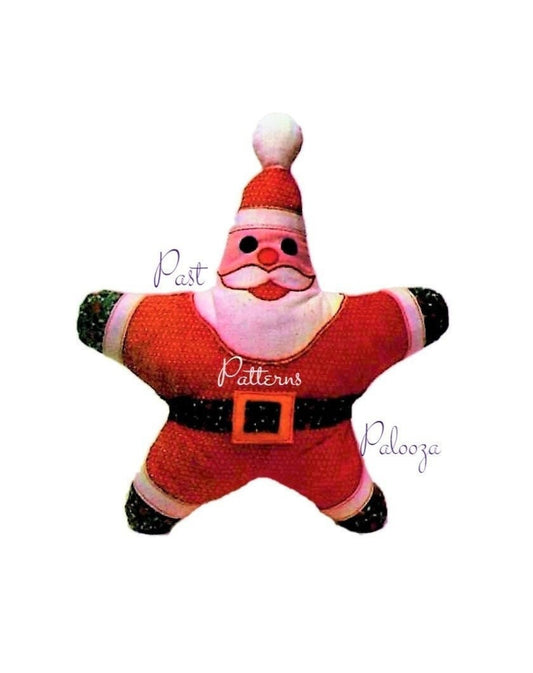 Vintage Sewing Pattern 15" Star Shaped Santa Claus Pillow Doll PDF Instant Digital Download Plush Retro Christmas Cushion