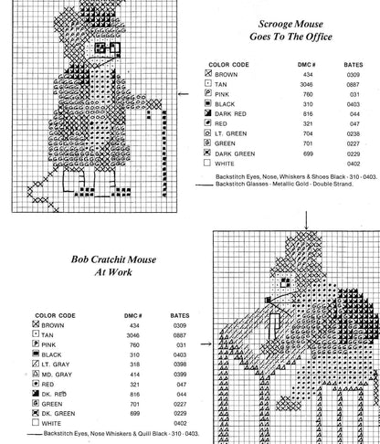 Vintage Cross Stitch Patterns 12 Dickens Christmas Mice Ornaments PDF Instant Digital Download A Christmas Carol Mouse Designs