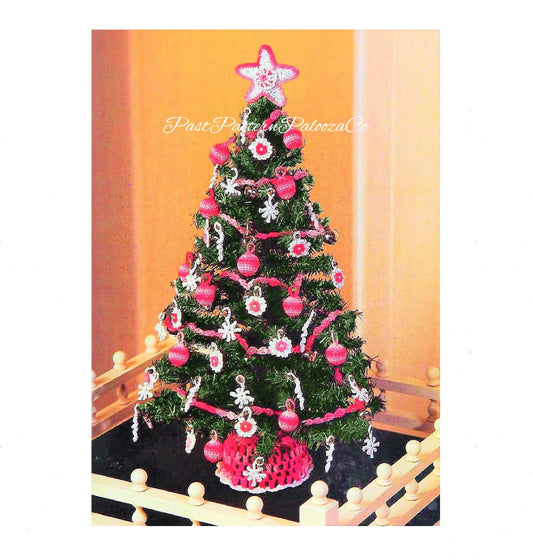 Vintage Crochet Pattern Mini 18" Victorian Christmas Tree Trimmings PDF Instant Digital Download Table Top Tree Skirt Garland Ornaments