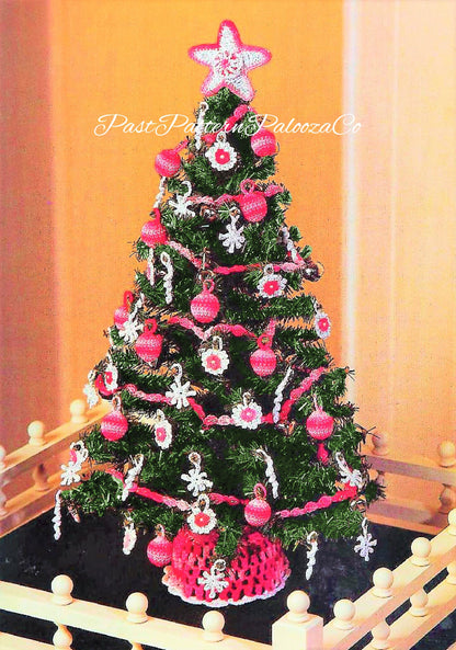 Vintage Crochet Pattern Mini 18" Victorian Christmas Tree Trimmings PDF Instant Digital Download Table Top Tree Skirt Garland Ornaments