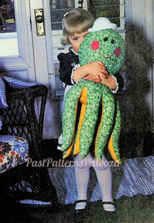 Vintage Sewing Pattern 27" Giant Calico Octopus Soft Toy Doll PDF Instant Digital Download Happy Octopus Stuffed Soft Sculpture Doll