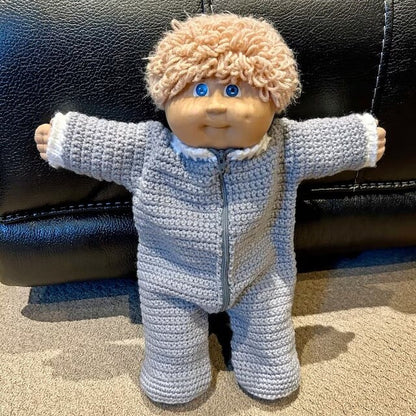 Vintage Crochet Pattern 16 Inch Soft Sculpture Cabbage Patch Kids Doll Sleepwear Clothes Pajamas PDF Instant Digital Download 10 Ply