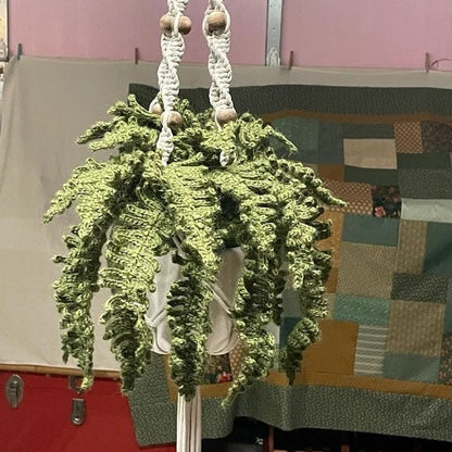 Vintage Crochet Pattern Realistic Potted Fern Plant PDF Instant Digital Download Hanging House Plant 5 Ply