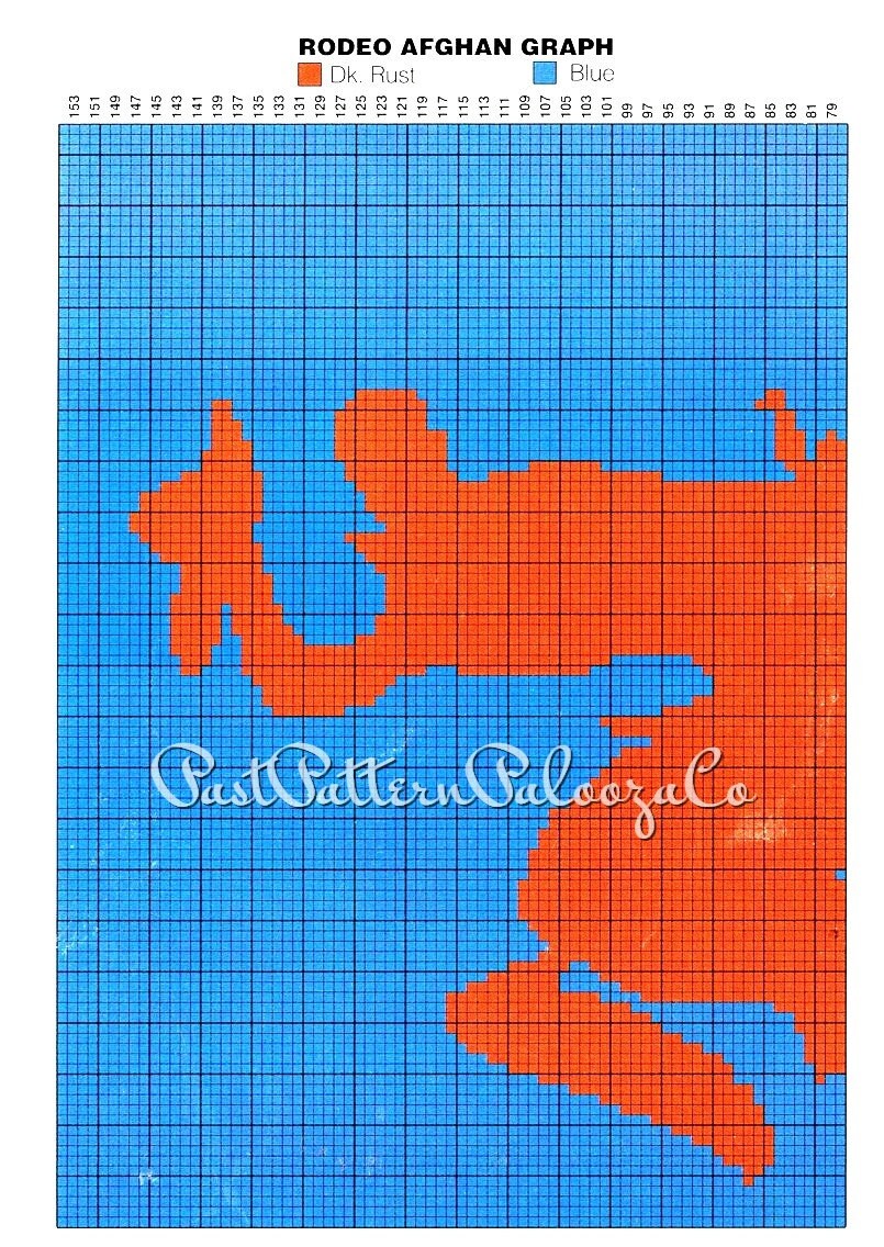 Vintage Crochet Pattern Old West Rodeo Afghan PDF Instant Digital Download Cowboy Bronco Blanket 44x57 12 Ply