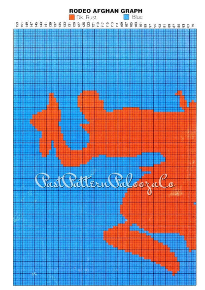 Vintage Crochet Pattern Old West Rodeo Afghan PDF Instant Digital Download Cowboy Bronco Blanket 44x57 12 Ply