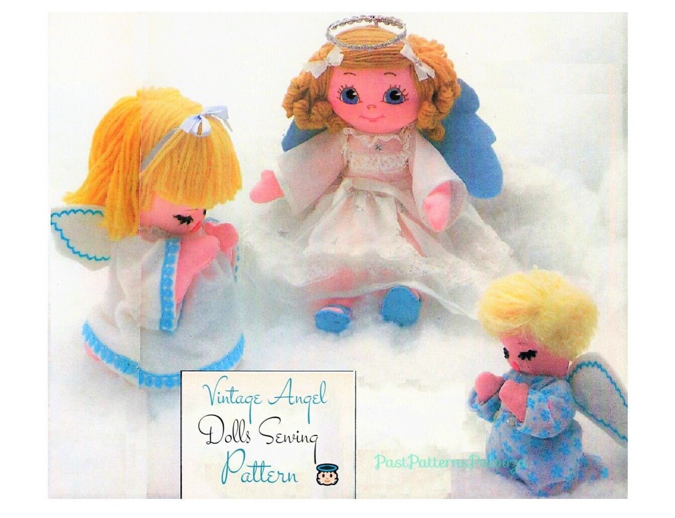 Vintage Sewing Pattern Christmas Angel Dolls in 3 Sizes Fabric Soft Sculpture Toys PDF Instant Digital Download Kneeling Praying Angels