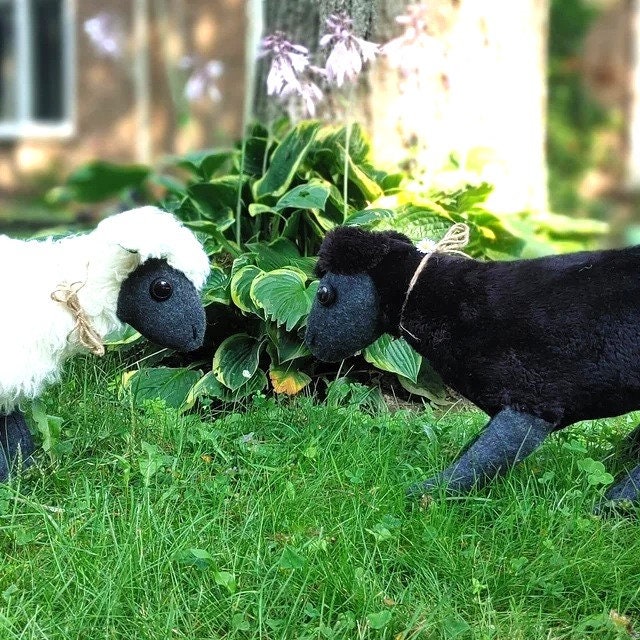 Vintage Sewing Pattern 18" Plush Brown Black Sheep Wool Fur Fabric Soft Toy PDF Instant Digital Download Sewn Lamb Realistic Farm Animal