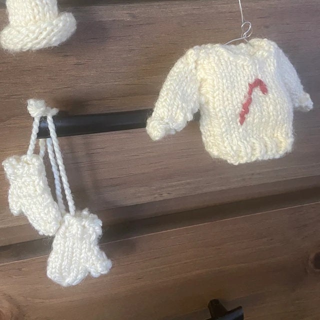 Vintage Knitting Pattern Mini Miniature Christmas Sweater Hat Mitts Ornaments PDF Instant Digital Download Tree Trim Gift Toppers 5 Ply