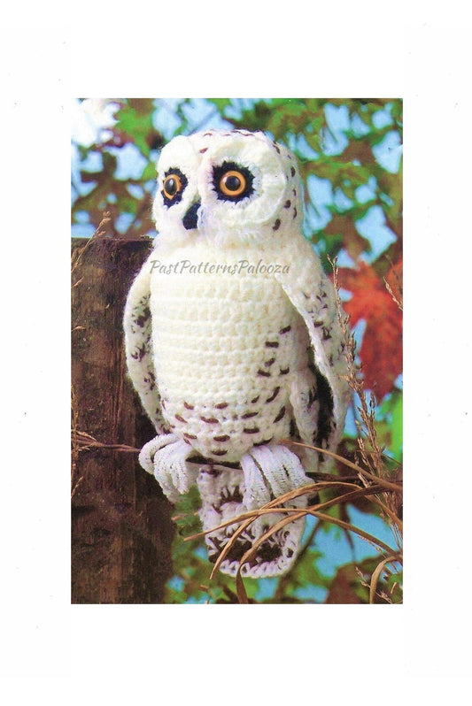 Vintage Crochet Snowy Owl Pattern 13" PDF Instant Digital Download Owl Amigurumi Plush Stuffed Soft Toy Forest Woodland Animal 4 Ply