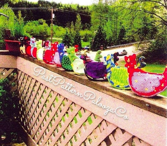 Vintage Sewing Pattern Colorful Chicken Potholders Cotton Fabric Hens PDF Instant Digital Download Country Kitchen  Cottage Core