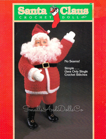 Vintage Christmas Crochet Pattern 16" Santa Claus Doll PDF Instant Digital Download Jolly St Nick 10 Ply