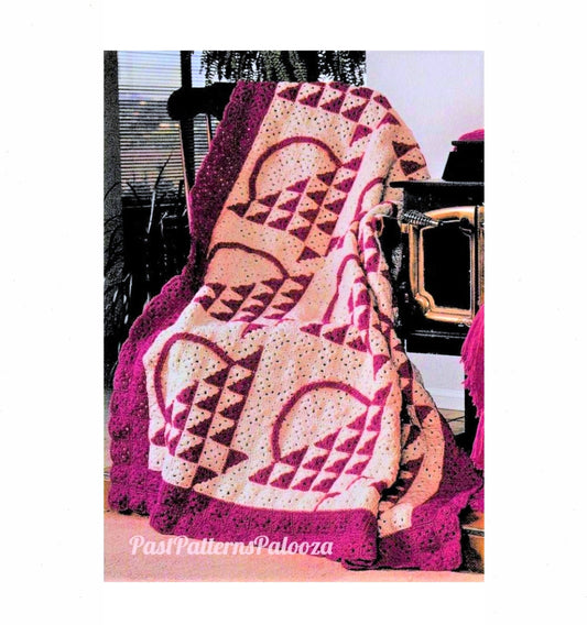 Vintage Crochet Pattern Hand Baskets Afghan Granny Squares Country Quilt Block Design PDF Instant Digital Download 55x70 10 Ply