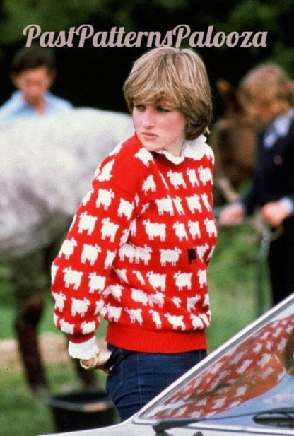 Vintage Knitting Pattern Lady Di Black Sheep Sweater Christmas Novelty Jumper PDF Instant Digital Download Pullover 80s Princess Diana 4ply