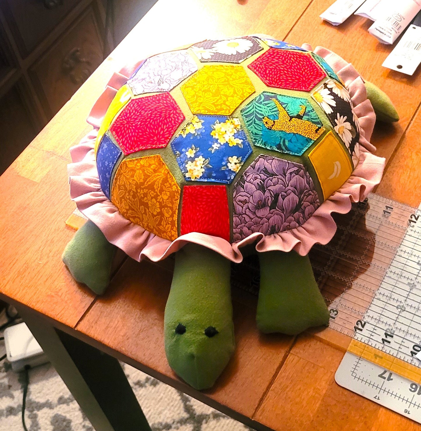 Vintage Sewing Pattern 20" Mosaic Patchwork Fabric Turtle Tortoise Soft Sculpture Doll PDF Instant Digital Download Stuffed Soft Toy