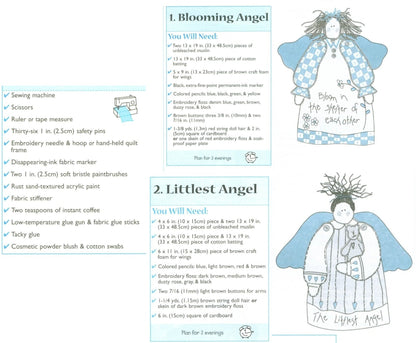 Vintage Sewing Pattern 14" Primitive Country Angels Wall Hangings Homespun Folk Art PDF Instant Digital Download Cotton Fabric 2 Designs