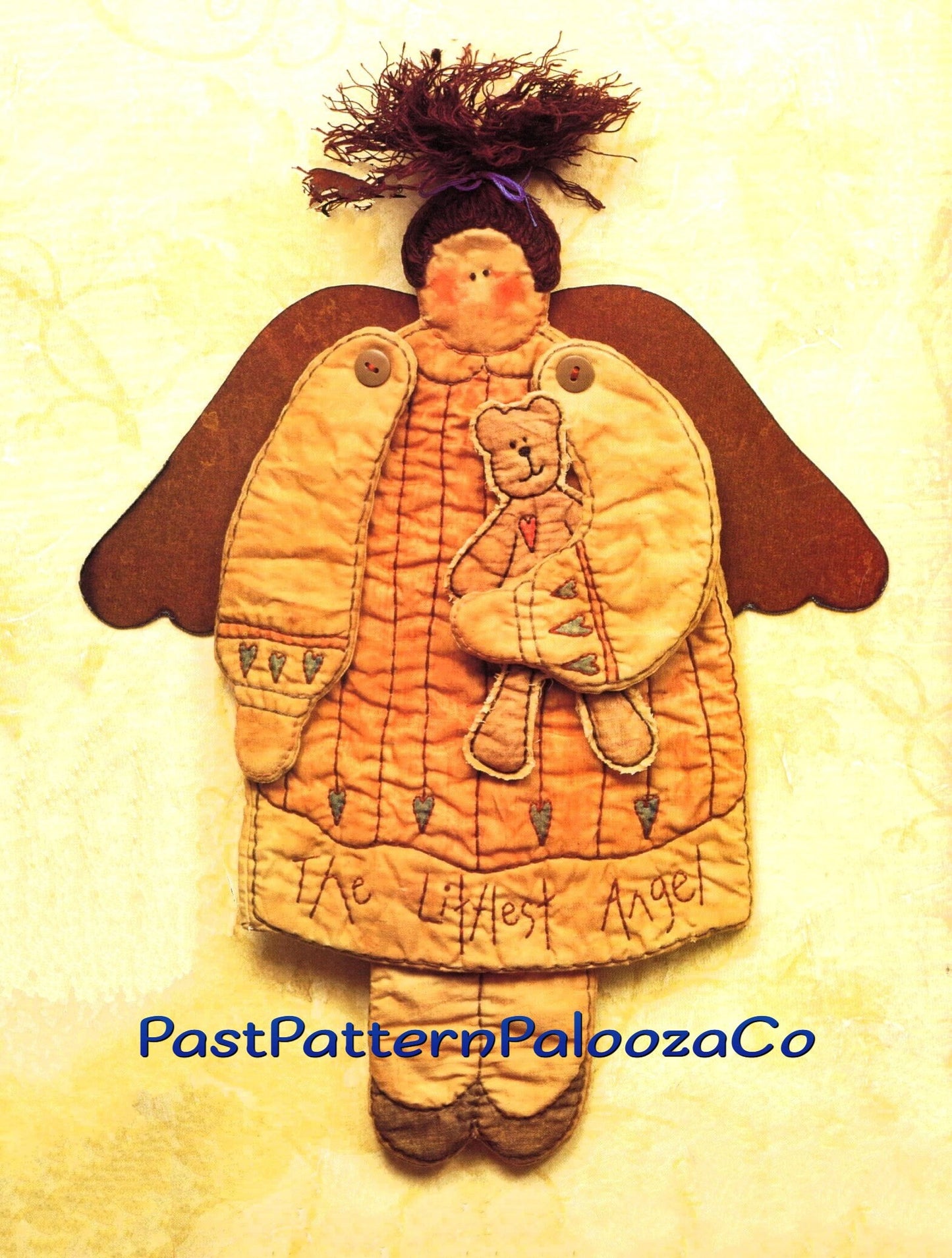 Vintage Sewing Pattern 14" Primitive Country Angels Wall Hangings Homespun Folk Art PDF Instant Digital Download Cotton Fabric 2 Designs