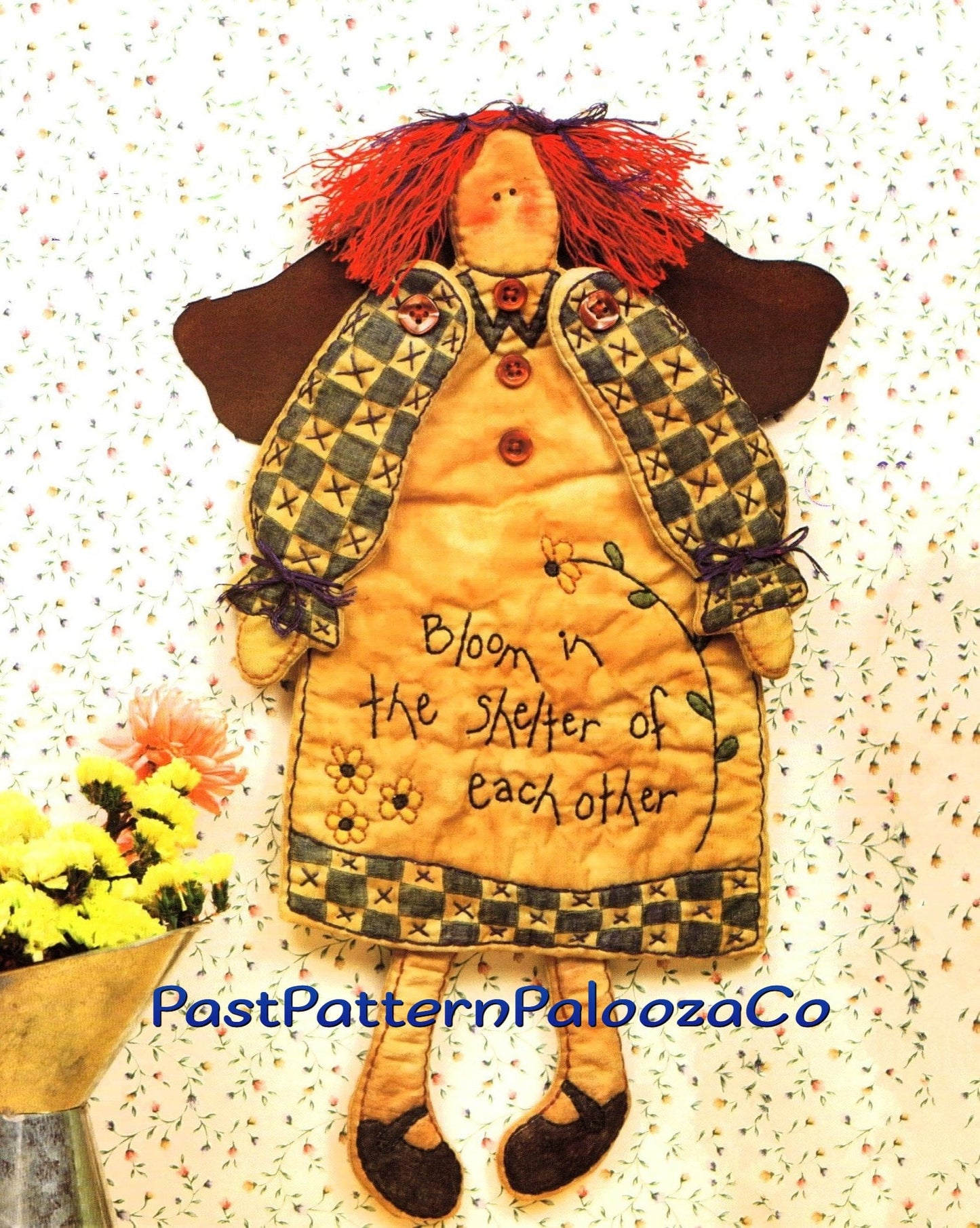 Vintage Sewing Pattern 14" Primitive Country Angels Wall Hangings Homespun Folk Art PDF Instant Digital Download Cotton Fabric 2 Designs