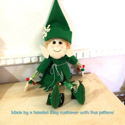 Vintage Sewing Pattern 15" Fabric Soft Sculpture Christmas Elf Doll PDF Instant Digital Download Elves Santa's Helper Toy