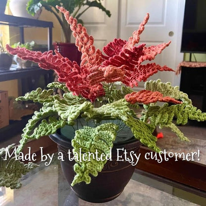 Vintage Crochet Pattern Realistic Potted Fern Plant PDF Instant Digital Download Hanging House Plant 5 Ply