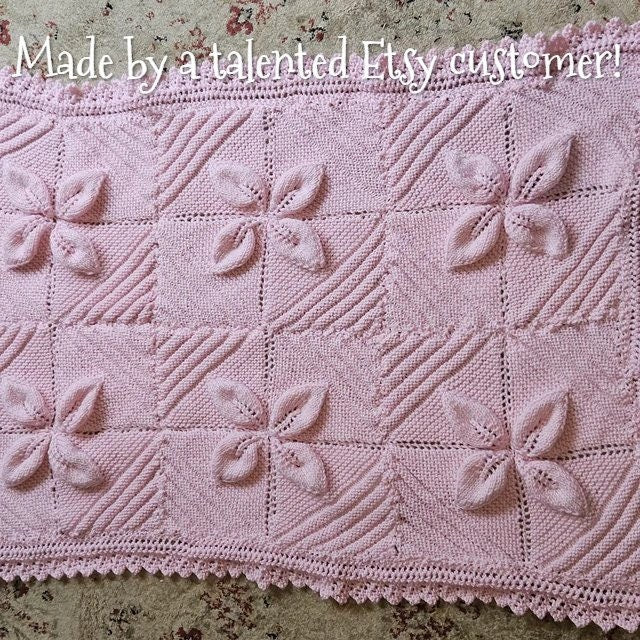 Vintage Knitting Pattern Raised Apricot Leaf Blanket Counterpane Afghan Bedspread Throw Cushion Set PDF Instant Digital Download Any Size