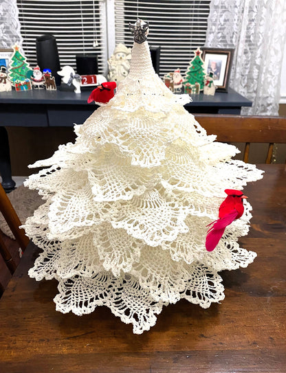 Vintage Thread Crochet Pattern 11"  White Pineapple Christmas Tree PDF Instant Digital Download Lacy Snowy Holiday Centerpiece