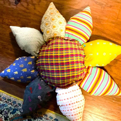 Vintage Sewing Pattern Large 36" Sunflower Floor Pillow Faux Fur Fabric PDF Instant Digital Download Retro Furry Flowers Play Cushion