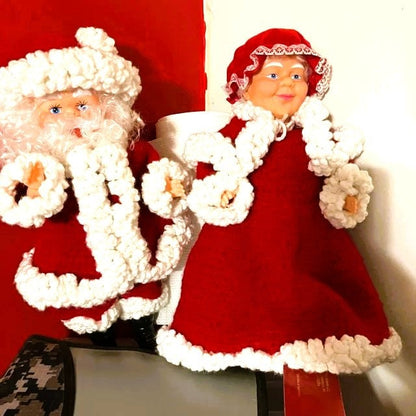 Vintage Crochet Pattern Classic Santa & Mrs Claus Christmas Doll Outfits for 13" 14" Craft Dolls PDF Instant Digital Download 10 Ply