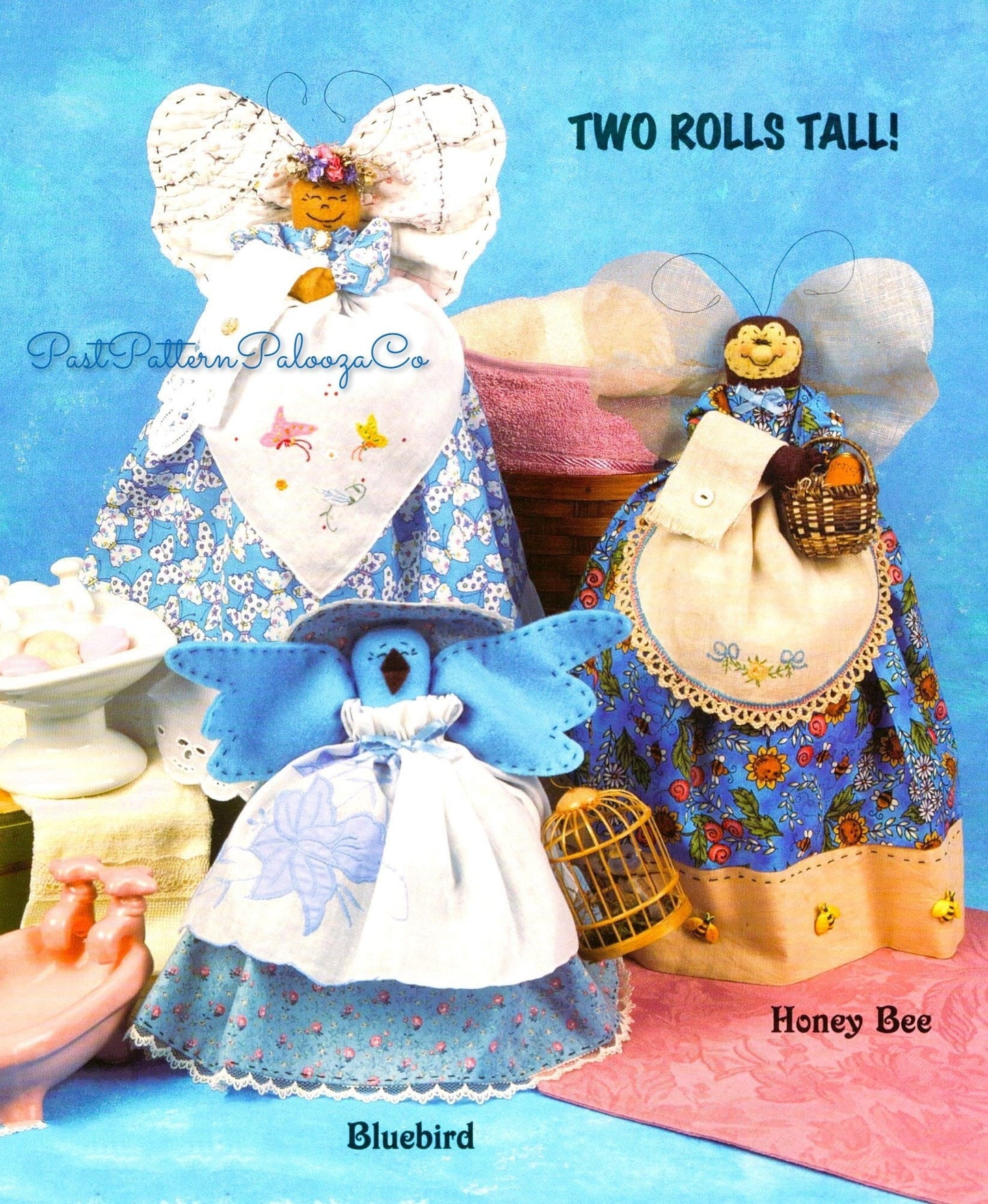 Vintage Sewing Pattern Country Garden Critters Toilet Paper Roll Covers Holders Hiders PDF Instant Digital Download Butterfly Frog Bee Bird
