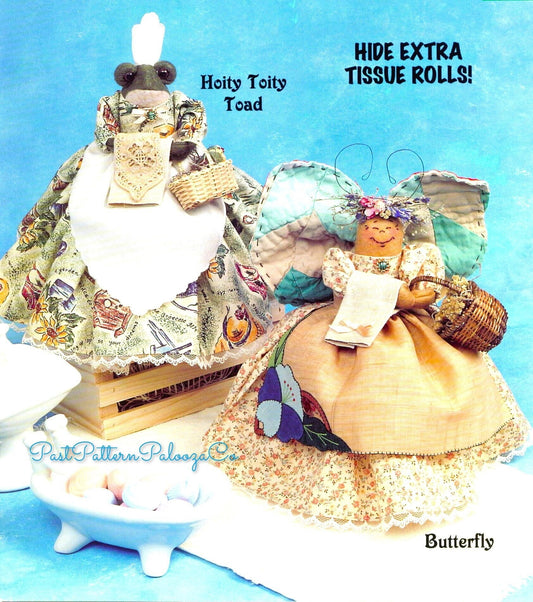 Vintage Sewing Pattern Country Garden Critters Toilet Paper Roll Covers Holders Hiders PDF Instant Digital Download Butterfly Frog Bee Bird
