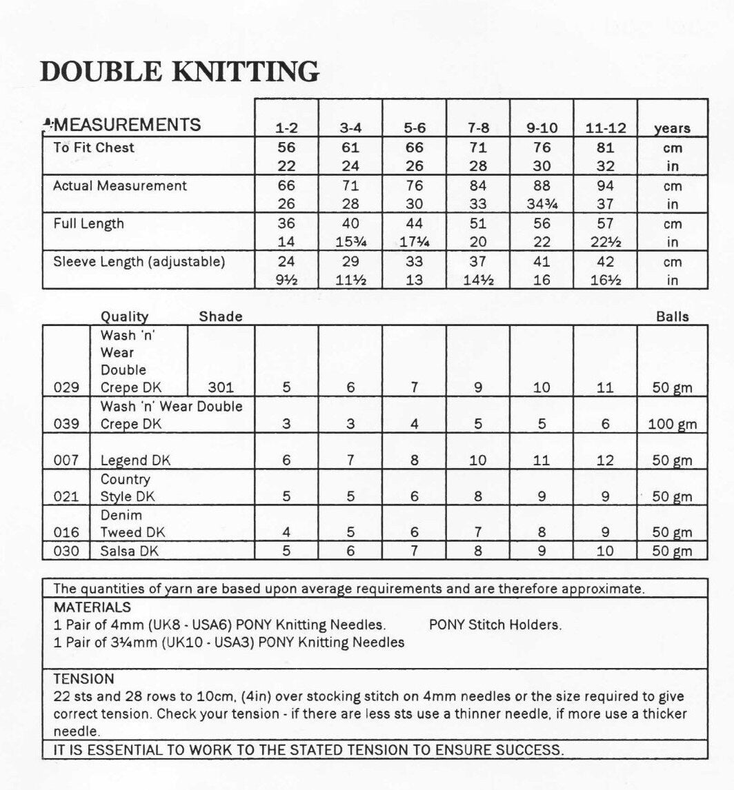 Vintage Knitting Pattern Baby to Childs Hooded Sweater Front Pocket PDF Instant Digital Download DK 1 - 12 Yrs