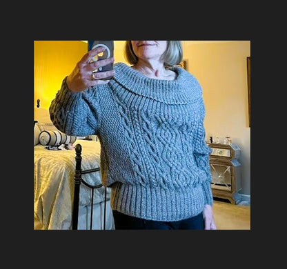 Vintage Knitting Pattern Womens Cowl Collar Sweater PDF Instant Digital Download Cable & Rib Wide Collar DK 8 Ply