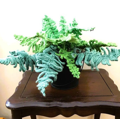 Vintage Crochet Pattern Realistic Potted Fern Plant PDF Instant Digital Download Hanging House Plant 5 Ply