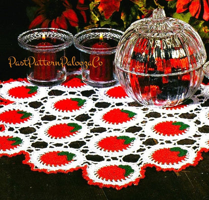 Vintage Thread Crochet Pattern 19" Pumpkin Patch Doily Centerpiece Halloween Motifs PDF Instant Digital Download