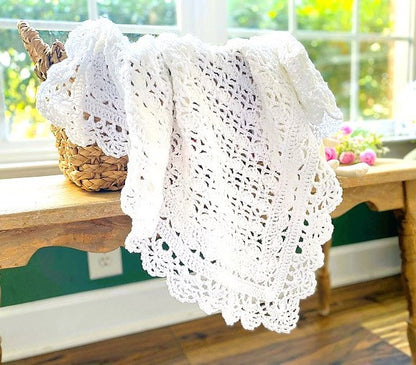 Vintage Crochet Pattern Victorian Heirloom Lace Baby Afghan Blanket PDF Instant Digital Download Pretty Shells Christening Lapghan 5 Ply