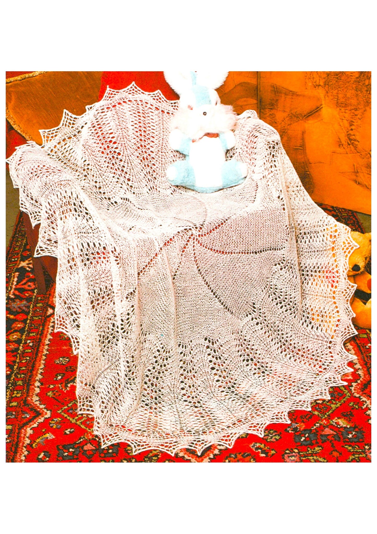 Vintage Knitting Pattern Lace Circular Baby Shawl Blanket Circle of Love PDF Instant Digital Download Heirloom Christening 2 Ply