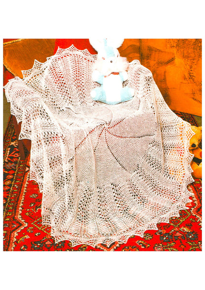 Vintage Knitting Pattern Lace Circular Baby Shawl Blanket Circle of Love PDF Instant Digital Download Heirloom Christening 2 Ply